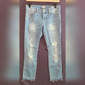 Dear John Playback Cropped Straight Boyfriend Denim Jeans Distressed. Size 25